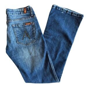 7 For All Mankind A Pocket Flare Leg Jeans Size 26 Back Pocket Embroidered Bling